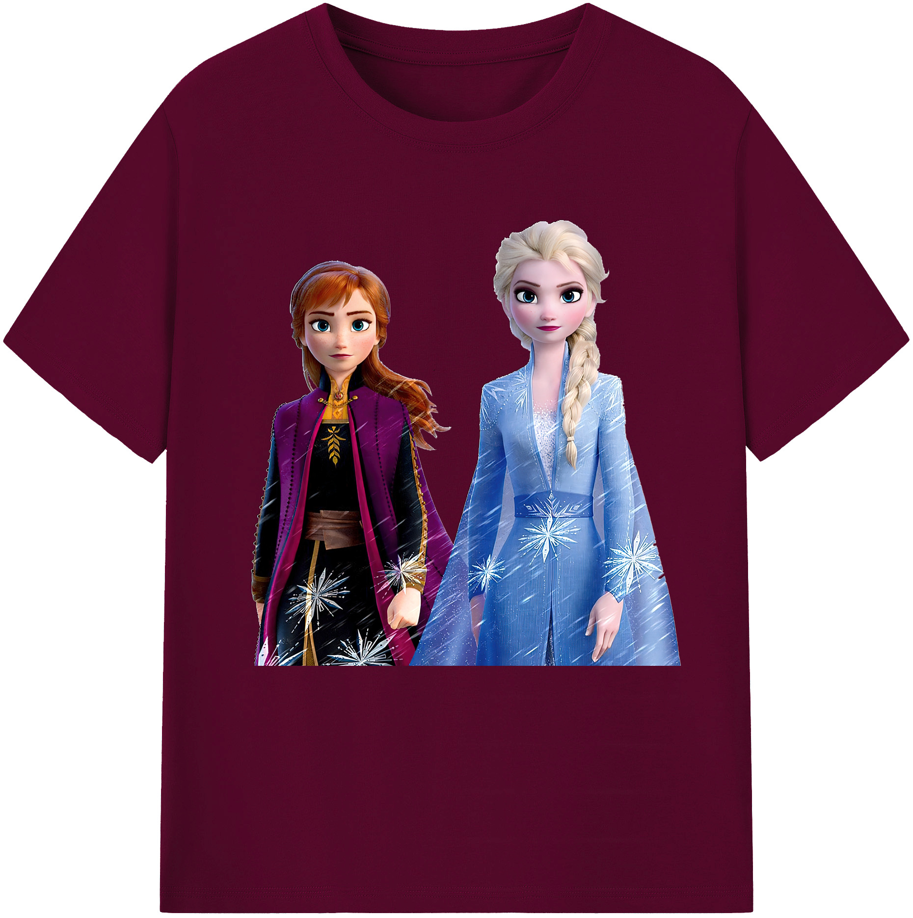 （画像用） アナと雪の女王 アンナ エルサ Frozen Anna Elsa レディースカジュアルプリントTシャツ（綿100％）